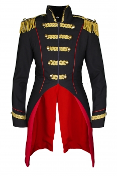 Damen Soldat Jacke Karnevalskostüm Uniform Fasching Gehrock Köln Schwarz