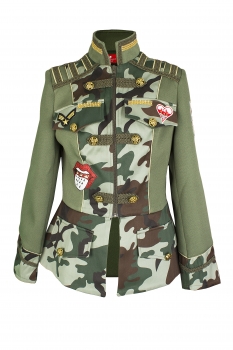 Kostüm Damen Militär Köln ARMY Camouflage Jacke Hochwertige Kostüm Karneval Fasching 36-54 mit Aufnäher