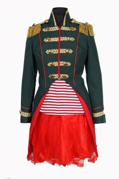 Damen Soldat Jacke Karnevalskostüm Uniform Fasching Gehrock Köln 36-50 Grün