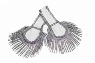 Schulterklappen Epauletten Schulterstück Gehrock Karnevalskostüm Karneval Weiss - Silber