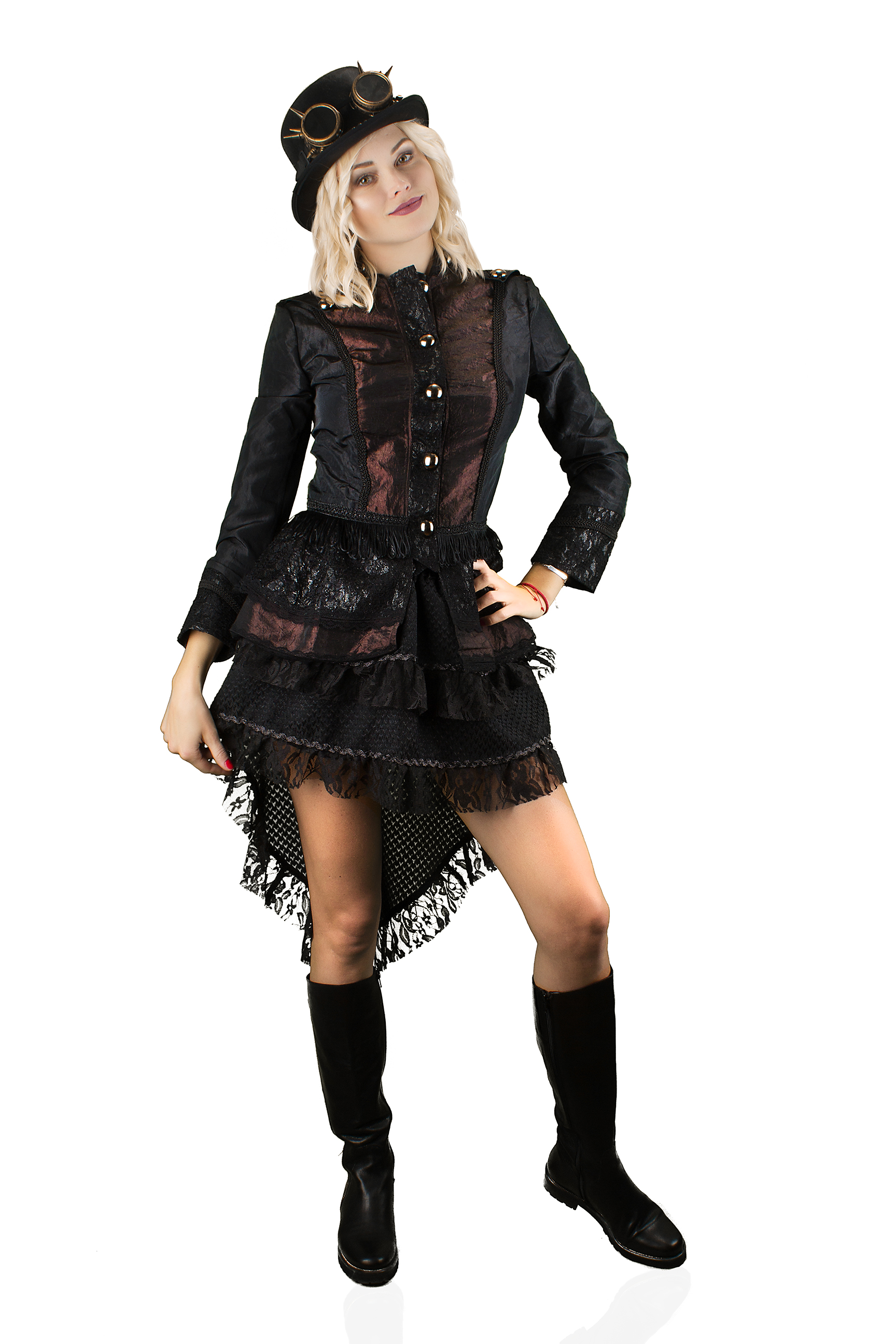 Damen Kostüm Gothic Jacke schwarz Halloween Steampunk Orl
