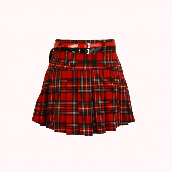 Mini Rock KILT Schotten Karo Damen Rot Kariert Faltenrock Plisseerock Karneval