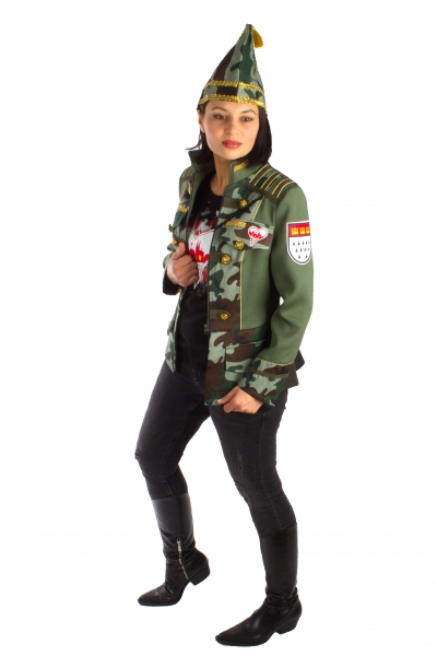 Kostüm Damen Militär Köln ARMY Camouflage Jacke Hochwertige Kostüm Karneval Fasching 36-54 mit Aufnäher