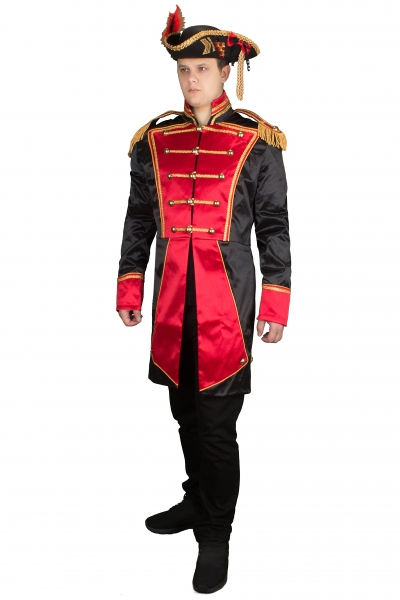 Uniform Fasching Soldat Napoleon Jacke Karnevalskostüm Party Gehrock Schwarz Rot New