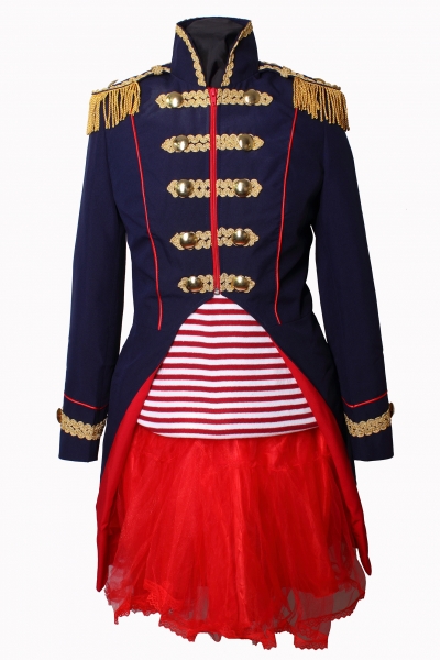 Damen Soldat Jacke Karnevalskostüm Uniform Fasching Gehrock Köln 36-50 Dunkelblau