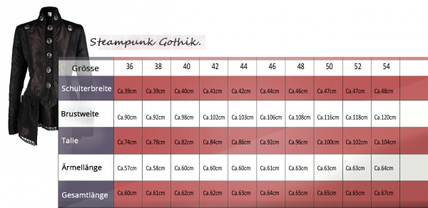 Hochwertige Steampunk Damen Jacke Gothic Kostüm Köln Karneval Fasching 36-54