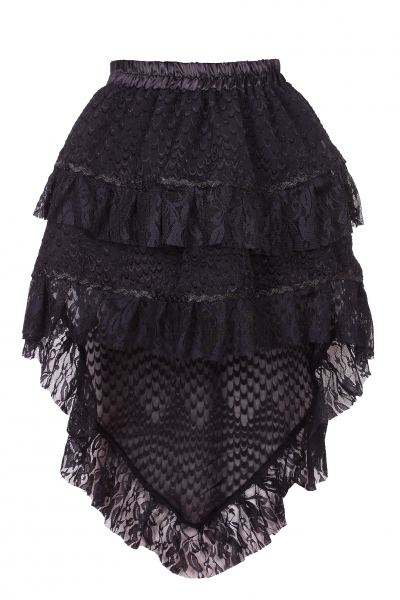 Gothic Rock mit Schleppe schwarz mittelalter Karneval kostüm Skirt 34-44