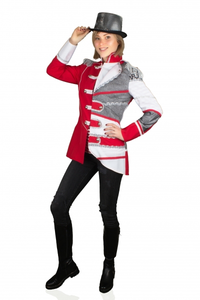 Gardemix Jacke Lappenkostüm Damen Patchwork Karnevalskostüm Uniform Fasching Rot
