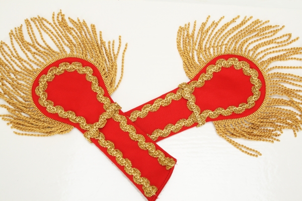 Schulterklappen Epauletten Schulterstück Gehrock Karnevalskostüm Karneval ROT Gold