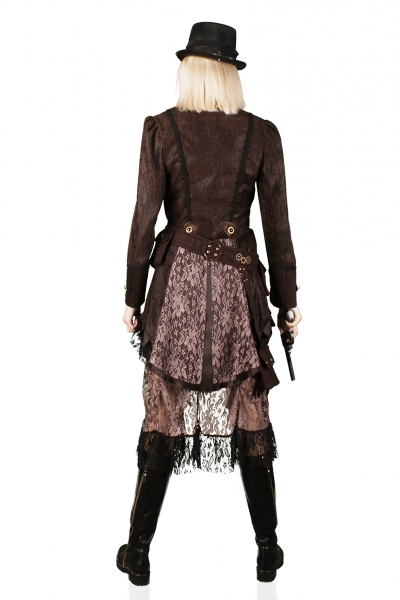 Hochwertige Steampunk Damen Jacke Gothic Karnevalskostüm Uniform Köln 36-50 Braun